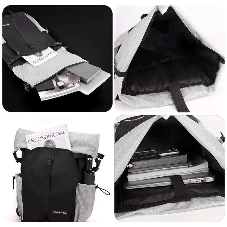 WEPOWER  Men and Women Contrast Color Backpack for Commuting Large-capacity Casual Bag(Black)
