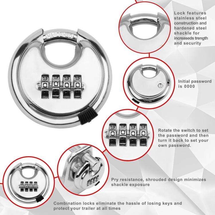Coupler Gooseneck Hitch Trailer Lock For Heavy Trailer Transporter RV, Color: Black + Key Lock