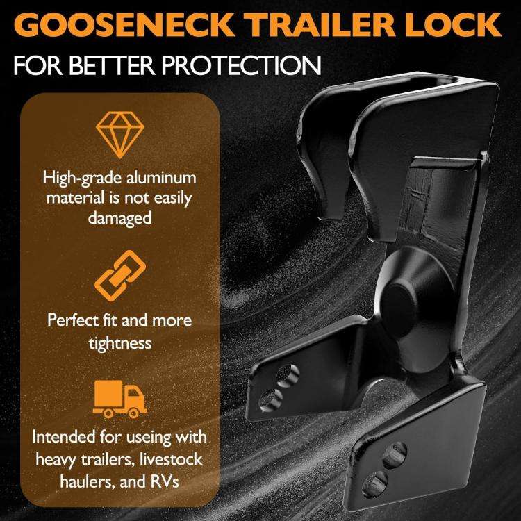 Coupler Gooseneck Hitch Trailer Lock For Heavy Trailer Transporter RV, Color: Black + Combination...