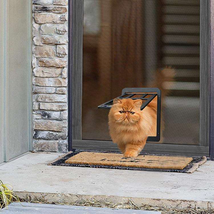 25 x 31.5cm Pet Screen Door Cats And Dogs Free Entry and Exit Lattice Door(White)