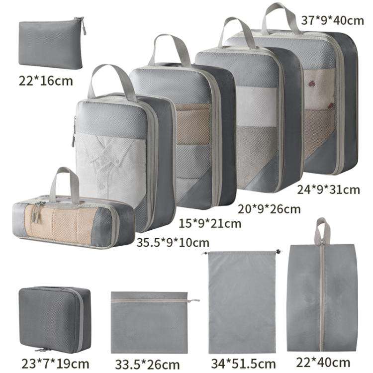 6 In 1 Mesh Compressed Travel Organizer Bag Luggage Clothes Shoes Toiletries Storage Bag(Beige)