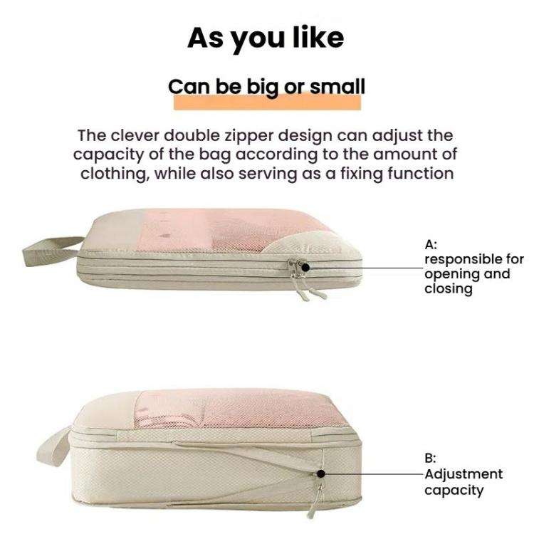 6 In 1 Mesh Compressed Travel Organizer Bag Luggage Clothes Shoes Toiletries Storage Bag(Beige)