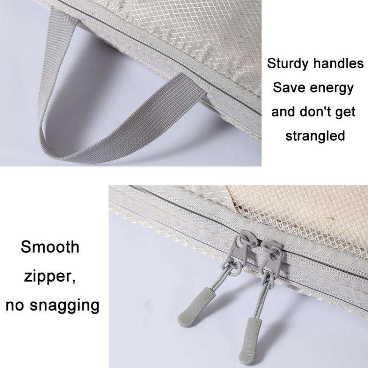 6 In 1 Mesh Compressed Travel Organizer Bag Luggage Clothes Shoes Toiletries Storage Bag(Beige)