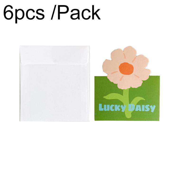 6pcs /Pack Three-dimensional Bouquet Foldable Greeting Card with Envelope(Green Daisy)