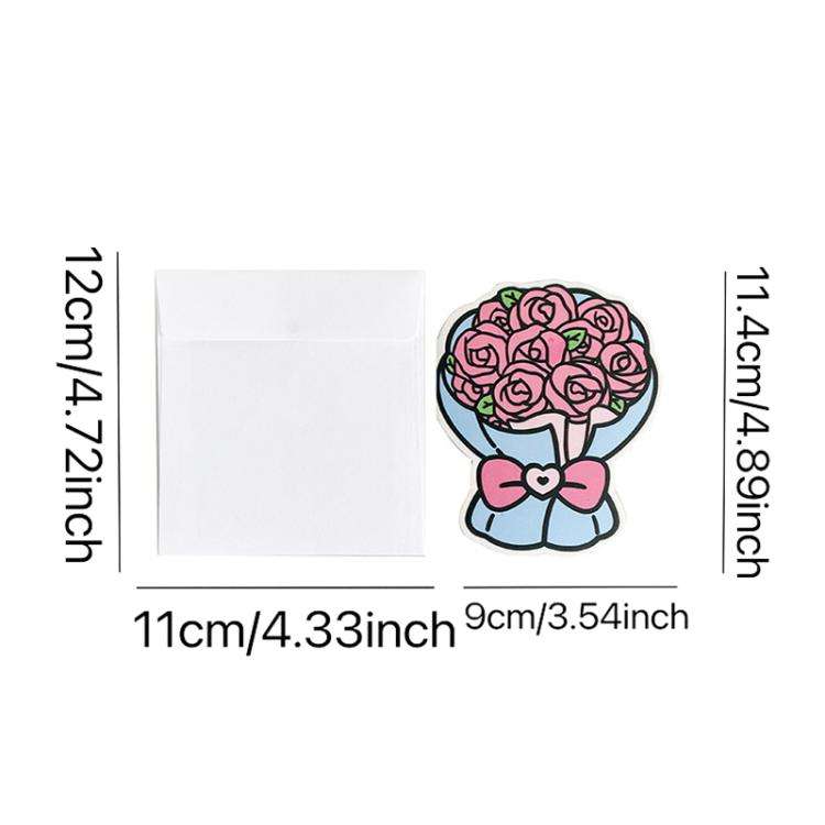 6pcs /Pack Three-dimensional Bouquet Foldable Greeting Card with Envelope(Yellow Sunflower)