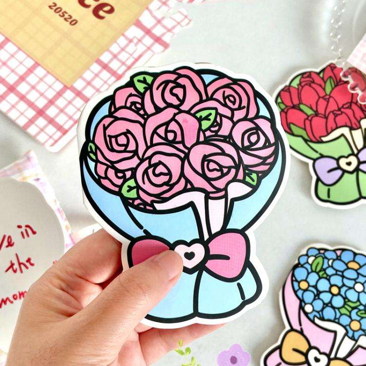 6pcs /Pack Three-dimensional Bouquet Foldable Greeting Card with Envelope(Red Tulip)