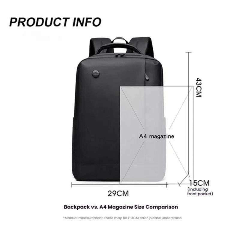 WEPOEWR Men 14-inch Laptop Backpack Waterproof Large Capacity Business Commuter backpack(Gray)