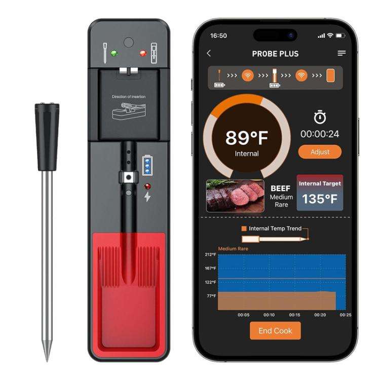 Smart Wireless Bluetooth BBQ Grill Thermometer Home Use Kitchen Food Oven Thermometer(-10-105 Deg...