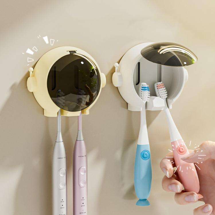 Cartoon Wall-mounted Hole-free Bathroom Shelf Home Electrical Toothbrush Hanging Holder(Yellow)
