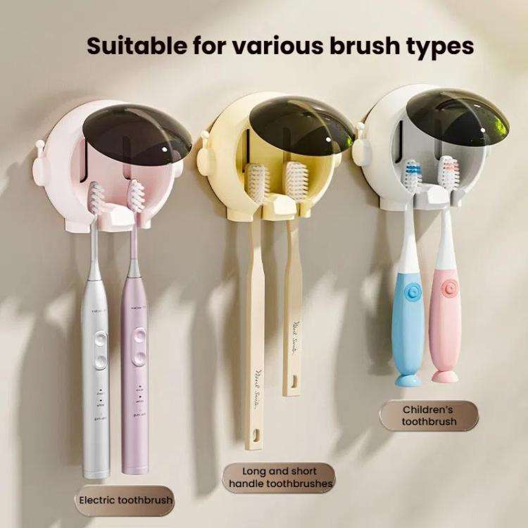 Cartoon Wall-mounted Hole-free Bathroom Shelf Home Electrical Toothbrush Hanging Holder(Yellow)