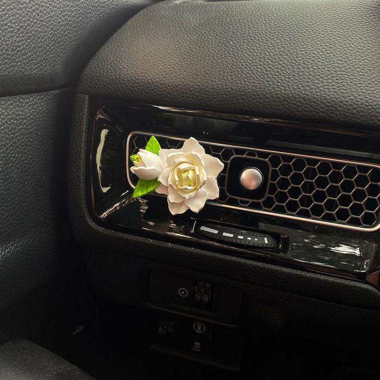 Car Aromatherapy Diffuser Stone Auto Air Vent Gardenia Decorative Fragrance(White)