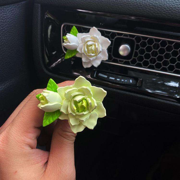 Car Aromatherapy Diffuser Stone Auto Air Vent Gardenia Decorative Fragrance(White)