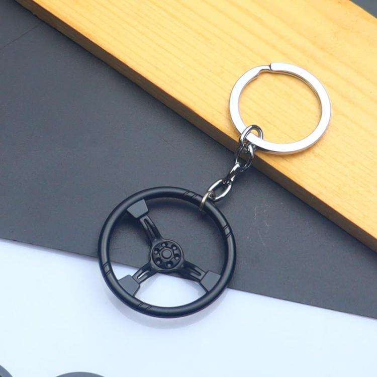 Car Steering Wheel Keychain Removable Key Pendant(Black)