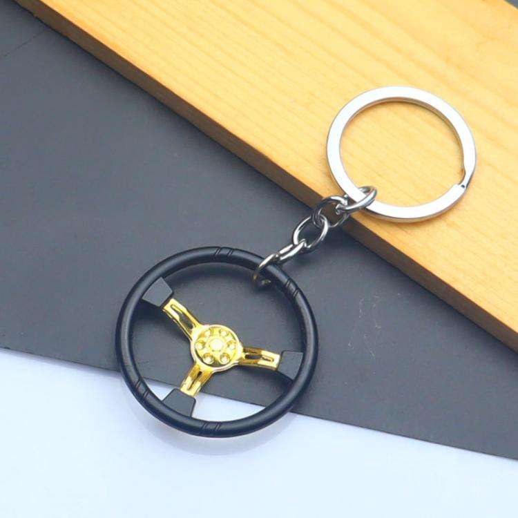 Car Steering Wheel Keychain Removable Key Pendant(Gold)