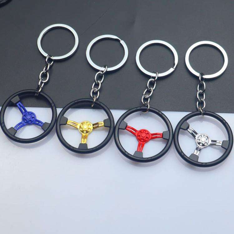 Car Steering Wheel Keychain Removable Key Pendant(Black)