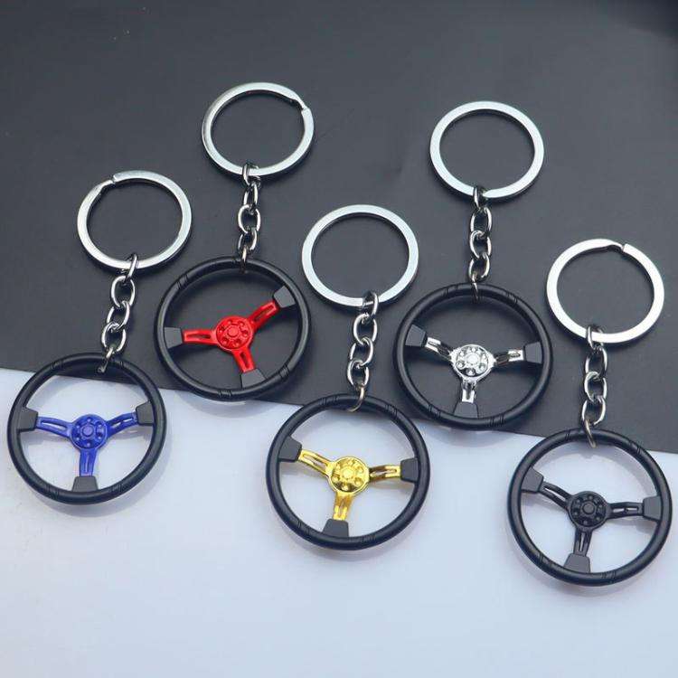 Car Steering Wheel Keychain Removable Key Pendant(Gold)