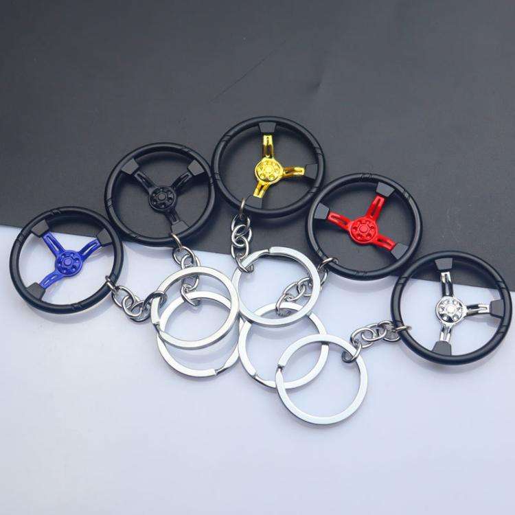 Car Steering Wheel Keychain Removable Key Pendant(Black)