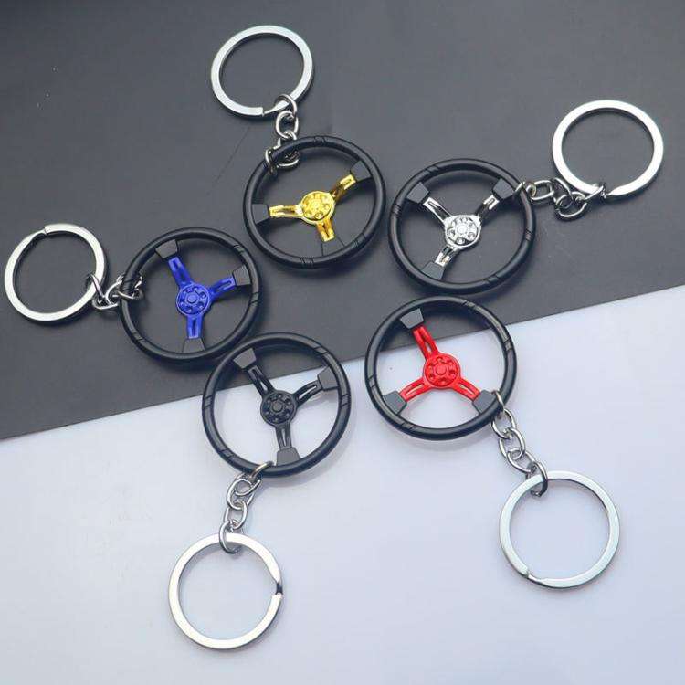 Car Steering Wheel Keychain Removable Key Pendant(Gold)