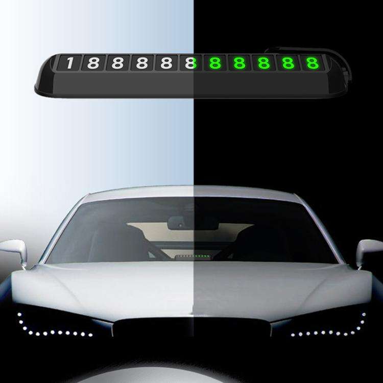 Car Temporary Parking License Plate Luminous Hidden Parking Phone Number Plate(Black)