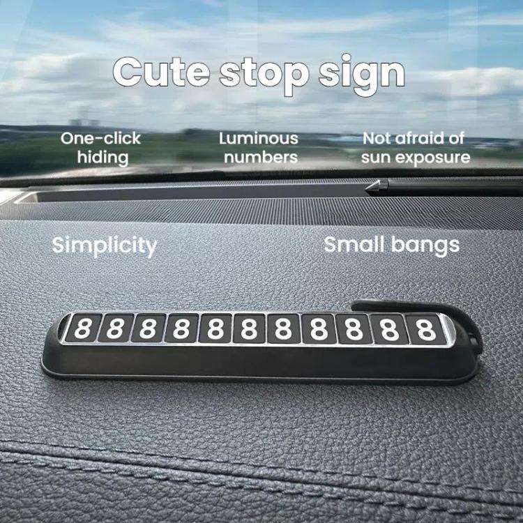 Car Temporary Parking License Plate Luminous Hidden Parking Phone Number Plate(Black)
