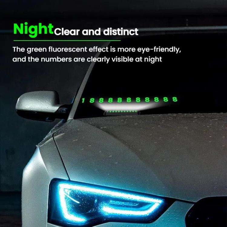 Car Temporary Parking License Plate Luminous Hidden Parking Phone Number Plate(White)