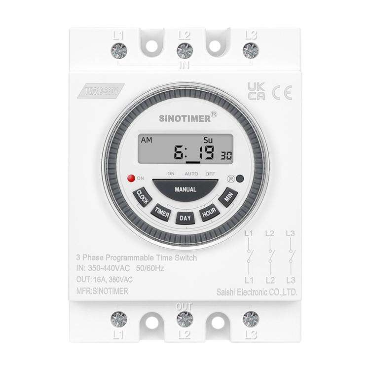 SINOTIMER TM619-380V 16A 3 Phase Timer Switch 7-Day Programmable Minimum Interval 1 Minute