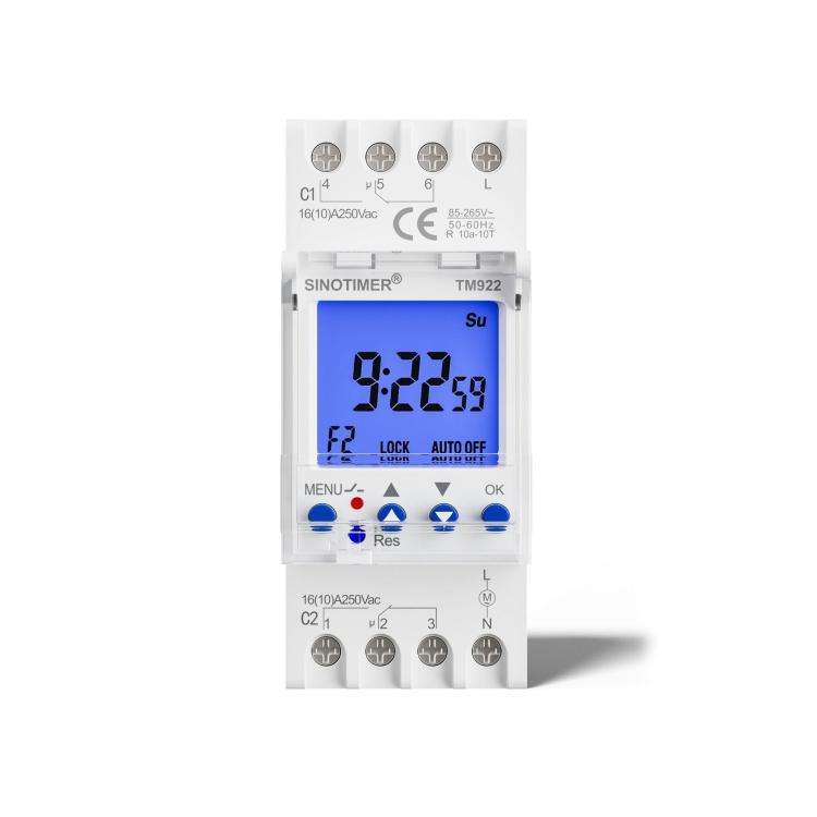 SINOTIMER  TM922-K 85-265V 16A 2-Way Dual-Channel Second Control 7-Day Timing Switch Module DIN M...