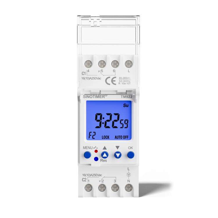 SINOTIMER  TM922-K 85-265V 16A 2-Way Dual-Channel Second Control 7-Day Timing Switch Module DIN M...