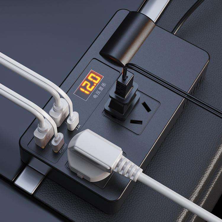 12V24V To 220V Car Multi-Function Inverter Socket Fast Charger(With Digital Display)