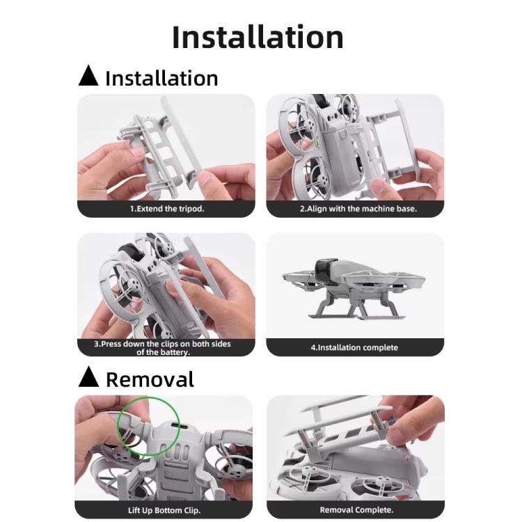 For DJI Neo BRDRC NEO021 Boosting Kickstand Drone Landing Gear Folding Sled Kickstand(Gray)