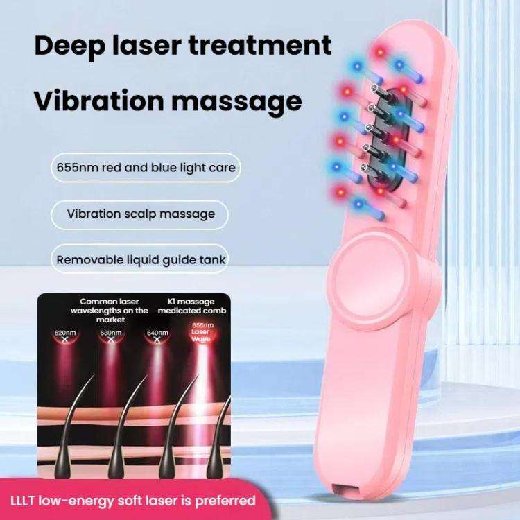 Hair Oil Applicator Roller Ball Red / Blue Light Electric Massage Comb Hair Regrowth Conductive C...