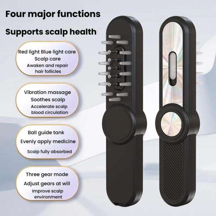 Hair Oil Applicator Roller Ball Red / Blue Light Electric Massage Comb Hair Regrowth Conductive C...