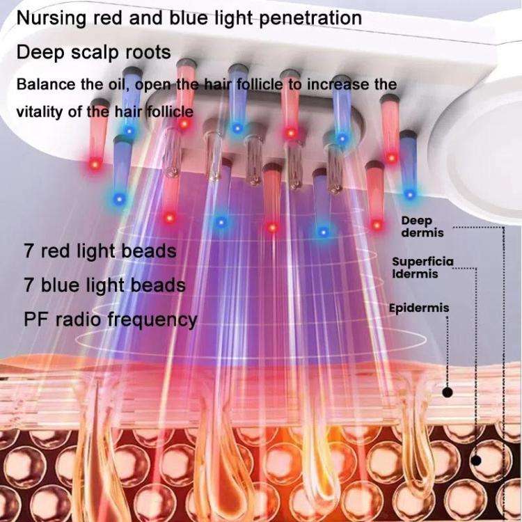 Hair Oil Applicator Roller Ball Red / Blue Light Electric Massage Comb Hair Regrowth Conductive C...