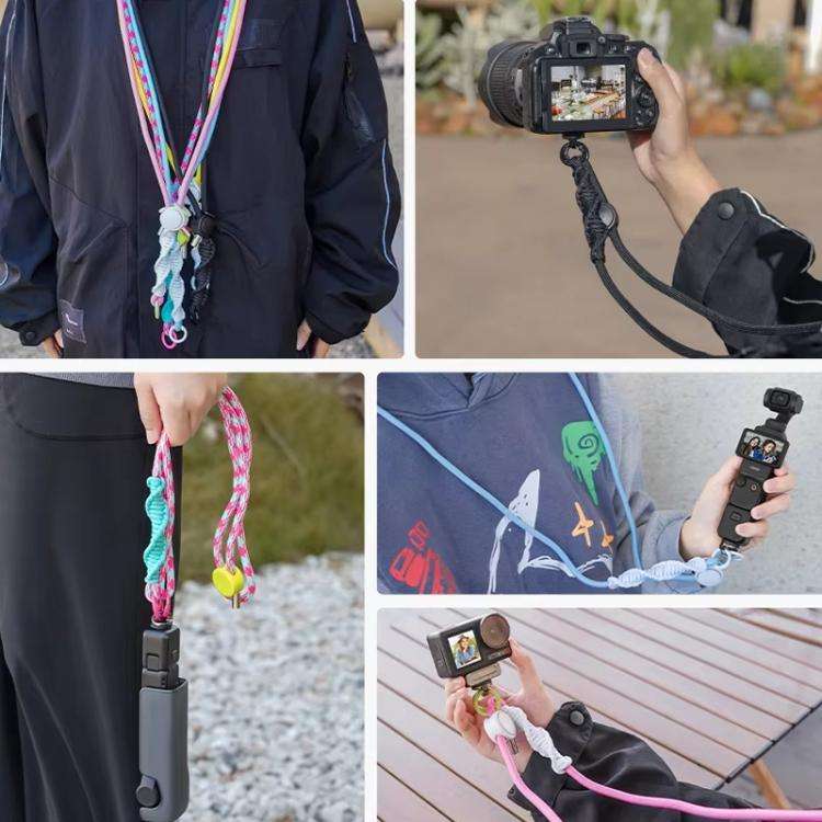 BRDRC Sport Camera Lanyard With 1/4 Inch Screw Anti-Lost Crossbody Lanyard(Light Blue Rope White ...