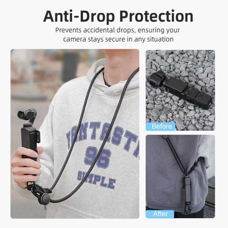 BRDRC Sport Camera Lanyard With 1/4 Inch Screw Anti-Lost Crossbody Lanyard(Black Rope Gray Knot)