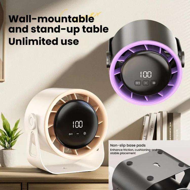 100-Gear High-Speed Circulating Fan Rechargeable Desktop Digital Display Turbo Wall-Mounted Fan, ...