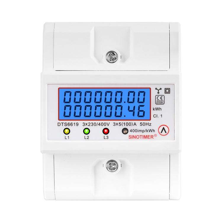 SINOTIMER DTS6619-046 100A 380V AC 3-phase 4 Wire Energy Meter Temporary Power Can Be Reset Din R...
