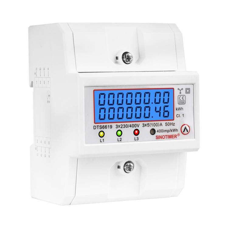 SINOTIMER DTS6619-046 100A 380V AC 3-phase 4 Wire Energy Meter Temporary Power Can Be Reset Din R...