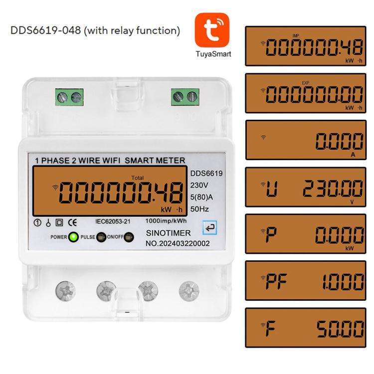 SINOTIMER DDS6619-048 80A With Switch Single-phase Tuya WiFi Energy Meter AC 220V