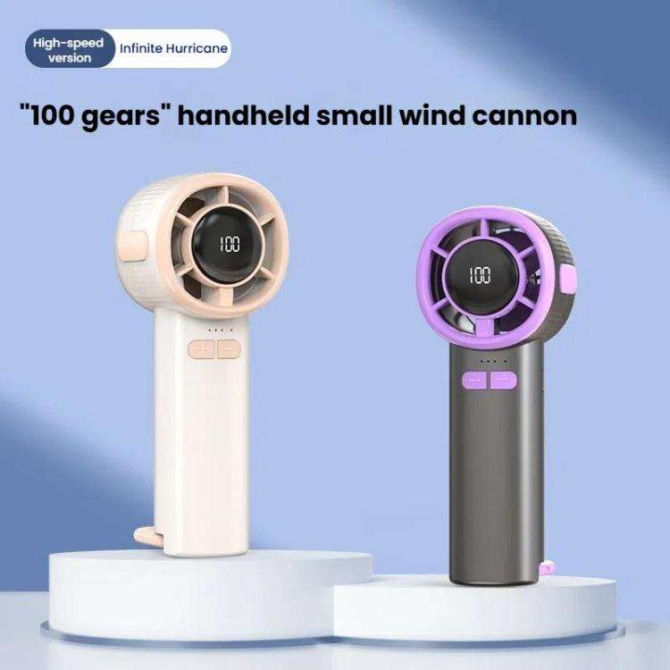 100-speed High Speed Digital Display Fan USB Portable Handheld Small Fan(Gray)