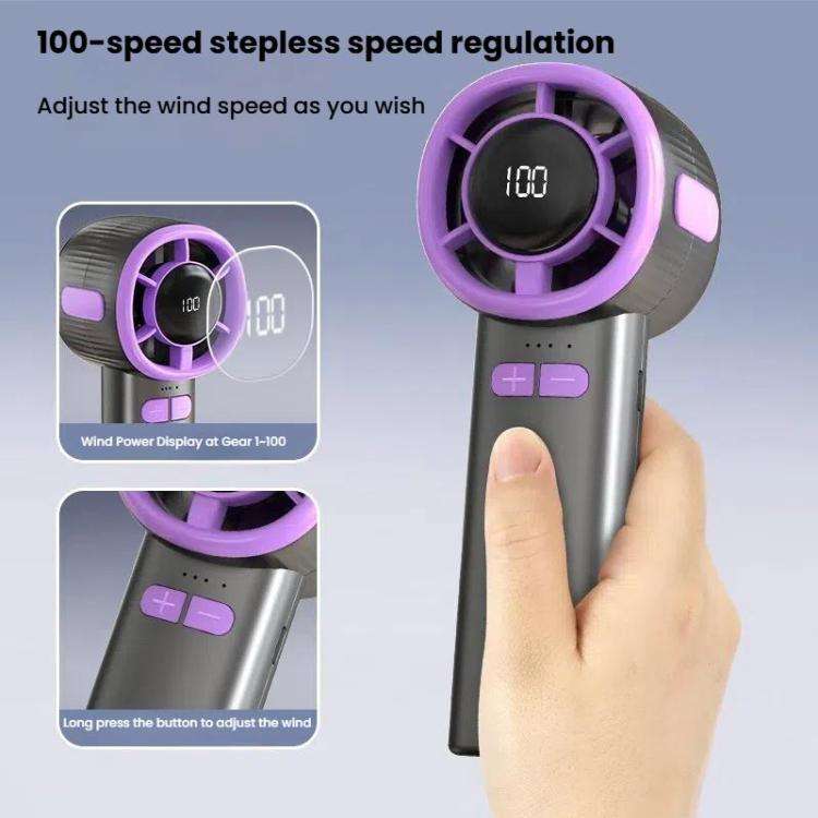 100-speed High Speed Digital Display Fan USB Portable Handheld Small Fan(Gray)