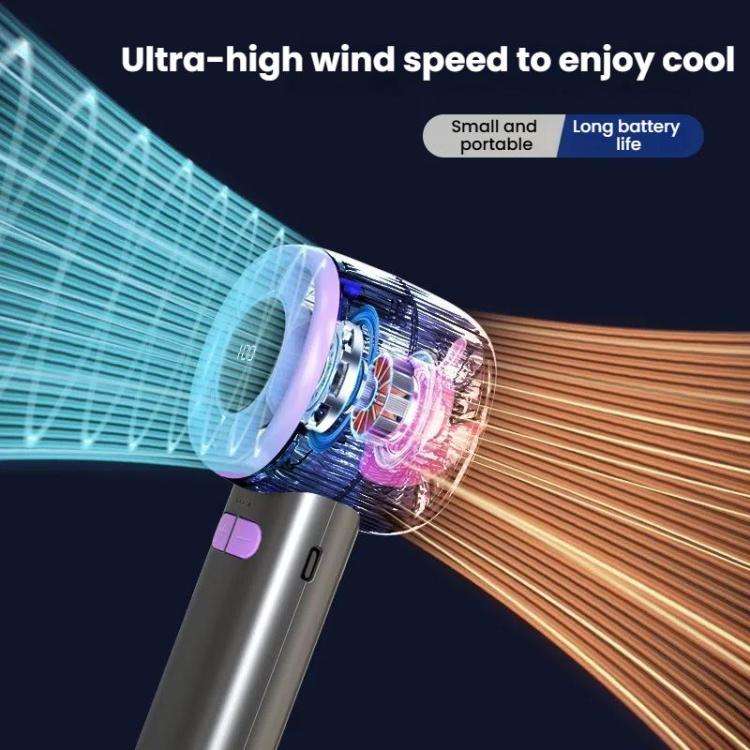 100-speed High Speed Digital Display Fan USB Portable Handheld Small Fan(Gray)