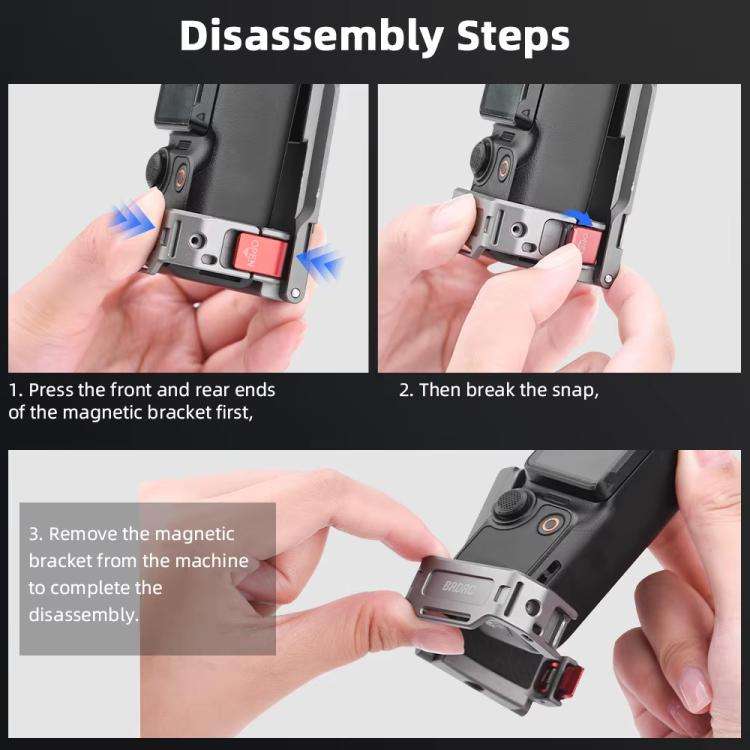 For DJI OSMO Pocket 3 BRDRC PO3005 Multi-functional Magnetic Base Expansion Back Clip Holder Adap...