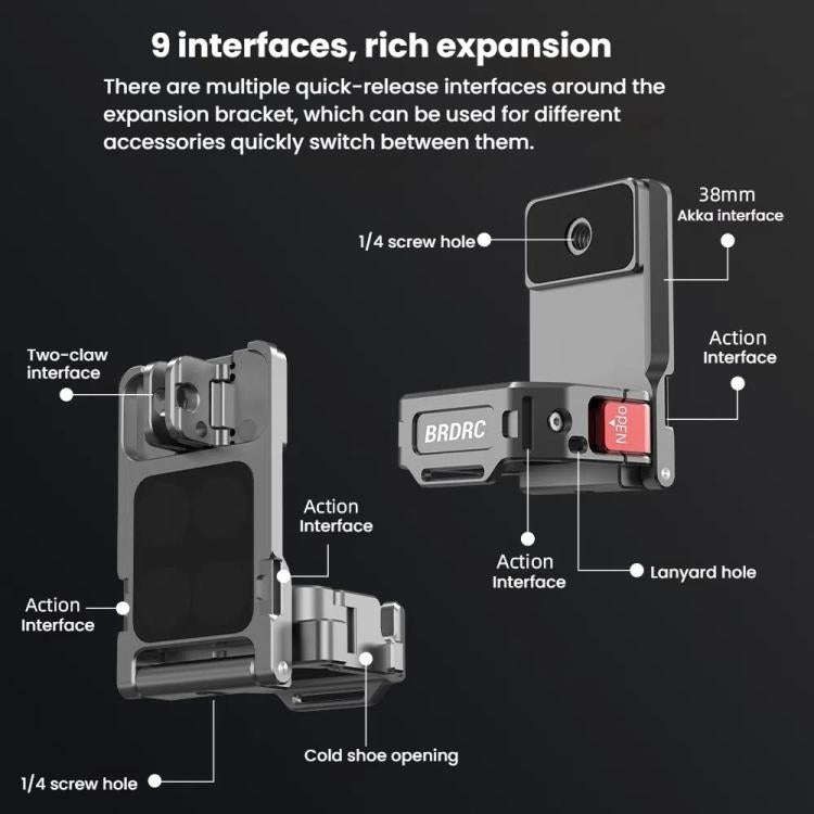 For DJI OSMO Pocket 3 BRDRC PO3005 Multi-functional Magnetic Base Expansion Back Clip Holder Adap...