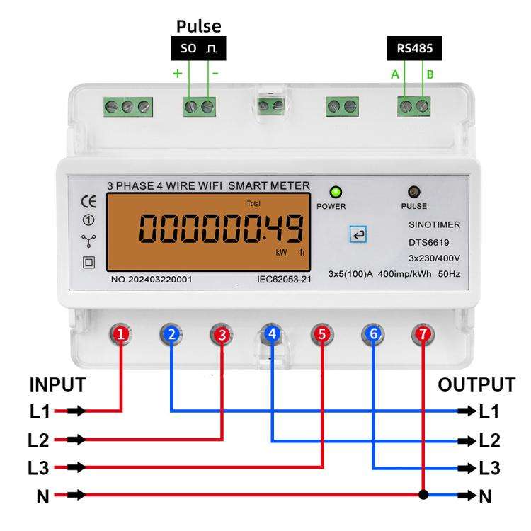 SINOTIMER DTS6619-049 100A Without Switch 3-phase Tuya WiFi Energy Meter AC 380V