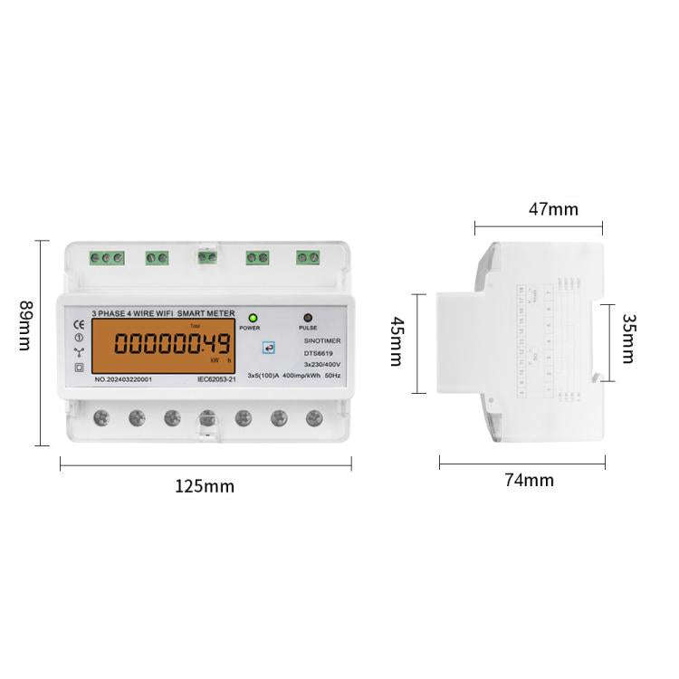 SINOTIMER DTS6619-049 100A Without Switch 3-phase Tuya WiFi Energy Meter AC 380V