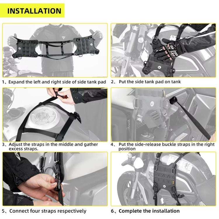 Rhinowalk MTR001B Outdoor Riding Motorcycle Fuel Tank Double-side Storage Hanging Bags(Black)