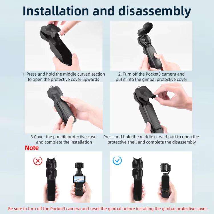 For DJI OSMO Pocket 3 BRDRC Lens Cap Camera Case Screen Protector Accessories(Black)