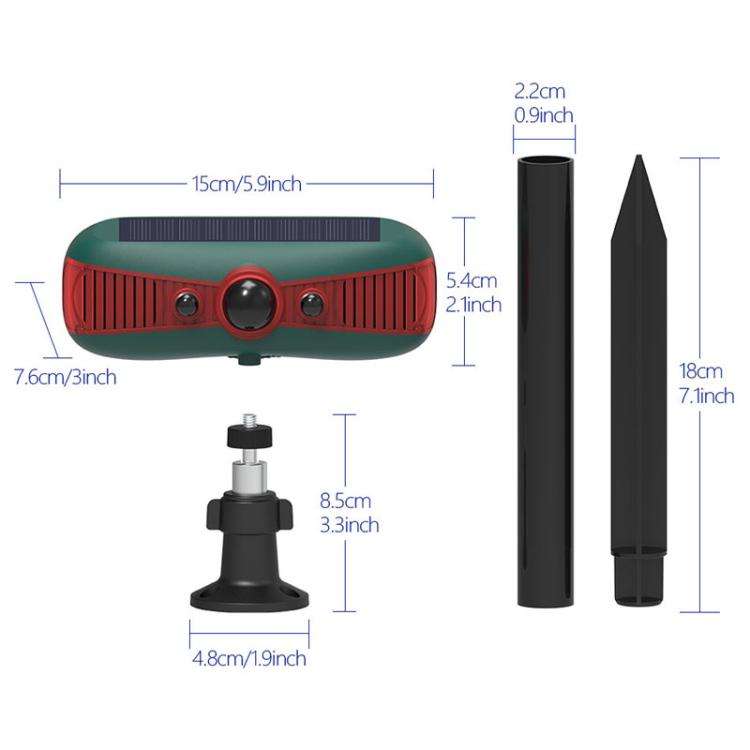 N911Y Outdoor Solar Alarm Infrared Sensor Sound And Light Animal Repeller(Red)