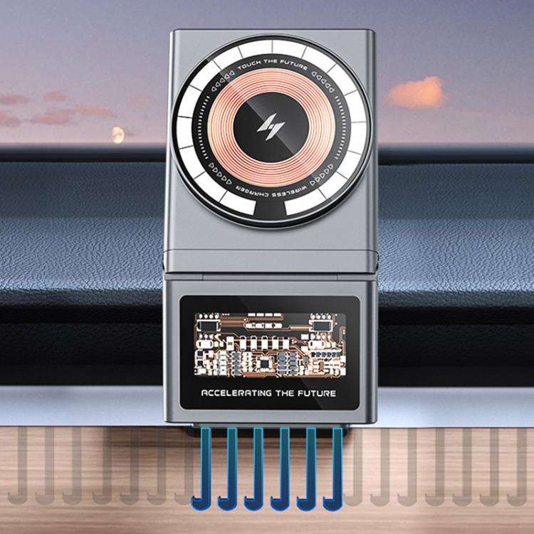 Car Air Outlet Intelligent Induction Wireless Charging Mobile Phone Holder(Gray)